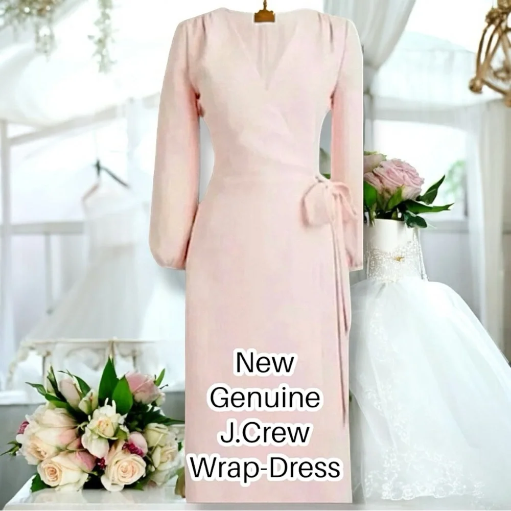 NEW J Crew 🖤 Black Label 🖤 Pink Wrap Dress – Wedding Guest, Fully Lined, Size 6 - Picture 7 of 17